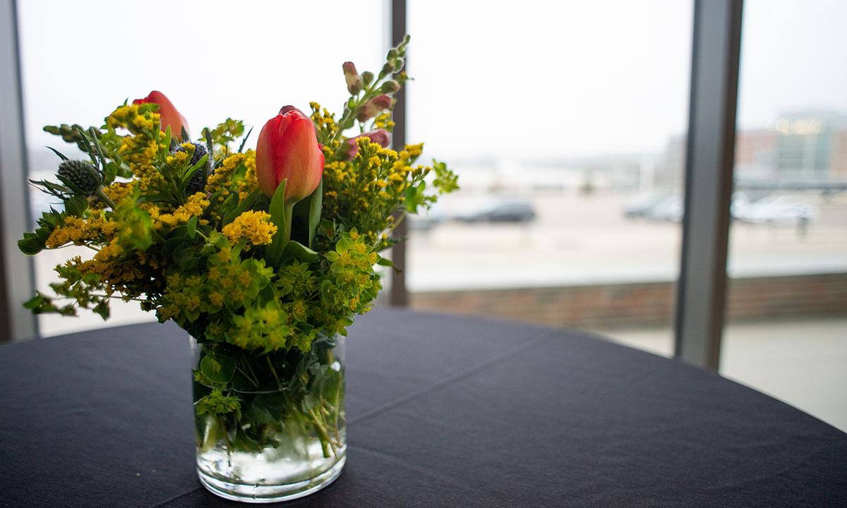 Flowers in vase on table